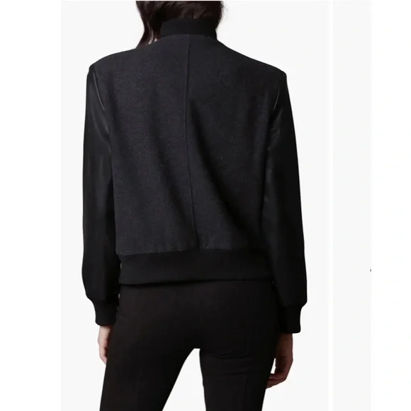 Anthro 7 For All Mankind Bomber Jacket Avec les Filles Strong Shoulder Bomber - Picture 7 of 16